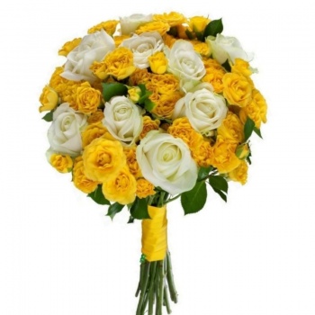 Букет для невесты из желтых и белых роз
